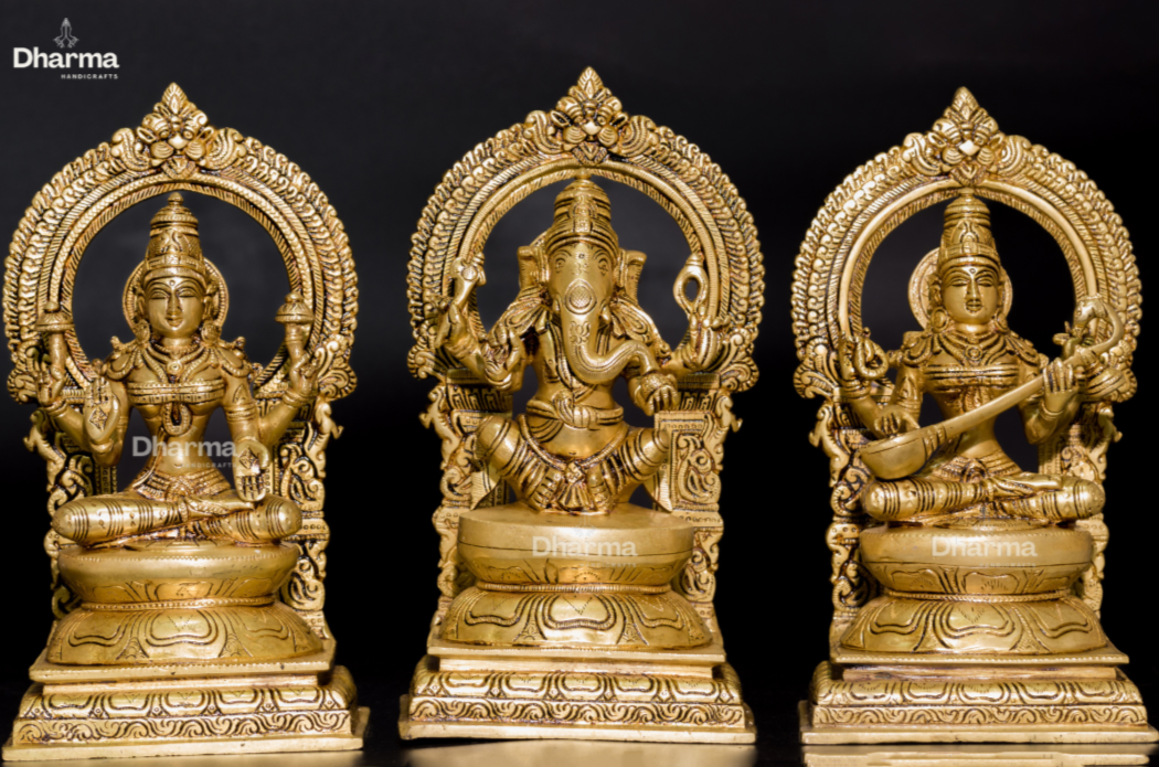 Laxmi Ganesha Saraswati Statue (Set of 3)