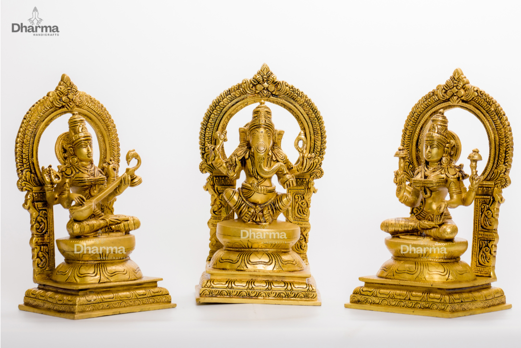 Laxmi Ganesha Saraswati Statue (Set of 3)